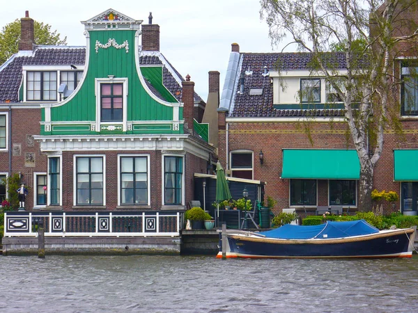 Oude Houten Huizen From19 Eeuw Grachten Zaanse Schans Provincie Noord — Stockfoto