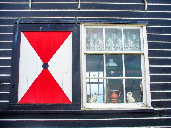 Fenêtre Une Maison Typique Bois Dans Île Marken Dans Province — Photo