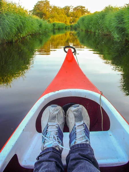 Kajaken Flyter Nederländsk Kanal — Stockfoto