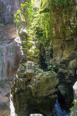 Dar mağara ve boğaz nehrin Bussento diriliş, Cilento Milli Parkı bir doğal rezerv