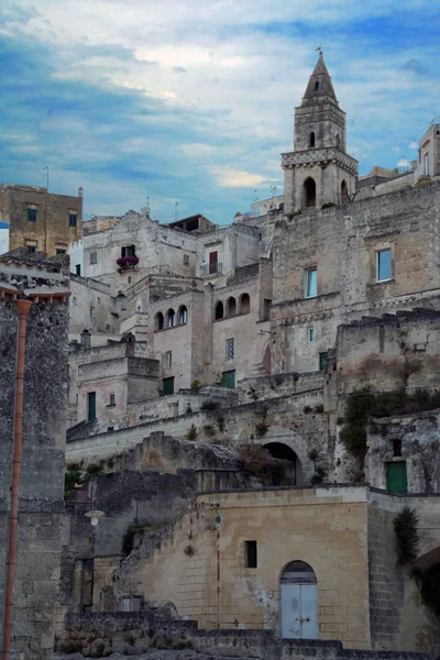 Vista Sulla Città Matera Pietre Storiche Patrimonio Mondiale Dell Unesco — Foto Stock