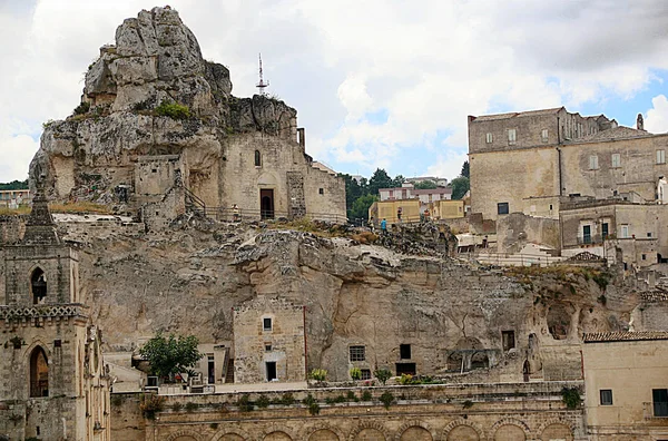Pohled Městečko Matera Historických Kamenů Světové Dědictví Unesco Matera Basilicata — Stock fotografie