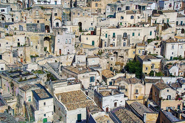 Vista Ciudad Matera Piedras Históricas Patrimonio Wolrd Unesco Matera Basilicata — Foto de Stock