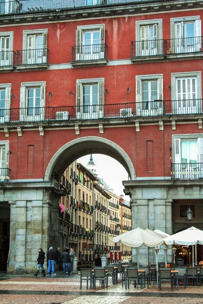 Madrid España Febrero 2010 Uno Los Arcos Plaza Mayor — Foto de Stock