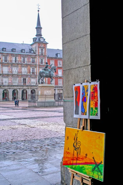 Madrid España Febrero 2010 Artistas Plaza Mayor — Foto de Stock