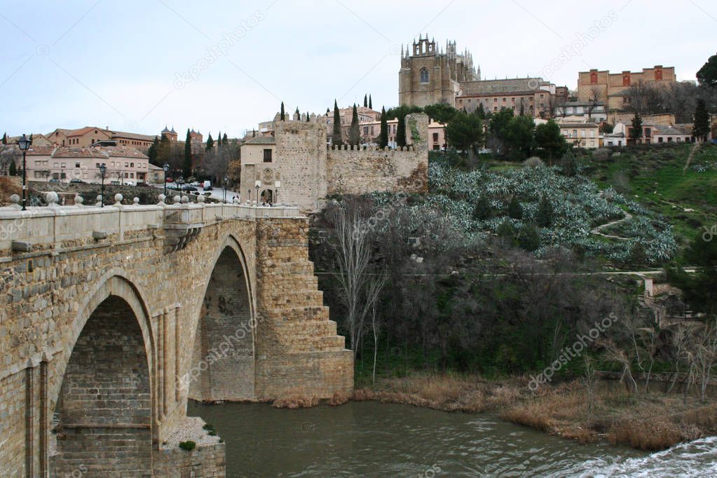 landscape of Toledo on river tajo, Spain