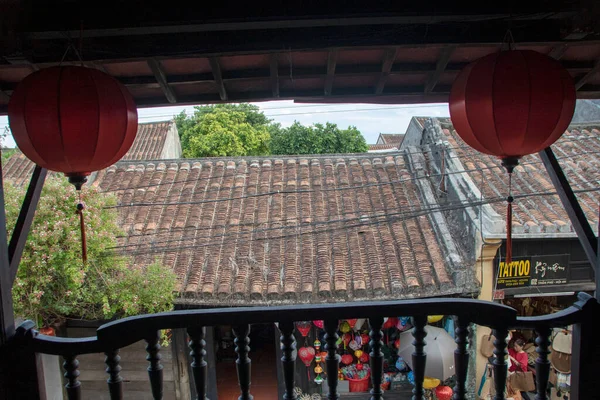 Hoi Vietnam Agosto 2020 Calle Del Casco Antiguo Desde Balcón — Foto de Stock