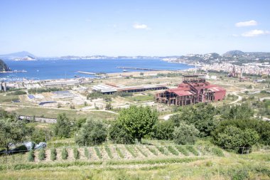 Bagnoli ve Napoli Körfezi manzarası, Napoli, İtalya