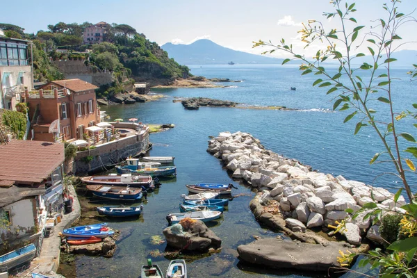 Nápoles Itália 2020 Paisagem Dos Pescadores Bairro Marechiaro Nápoles Golfo — Fotografia de Stock