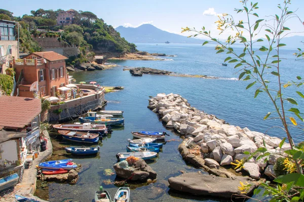 Nápoles Itália 2020 Paisagem Dos Pescadores Bairro Marechiaro Nápoles Golfo — Fotografia de Stock