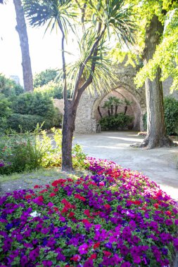 Ravello - İtalya - Temmuz 2020 'de Villa Rufolo' nun güzel bahçesi