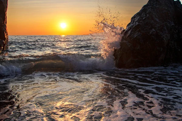 Scenic Sunset Beach Santa Teresa Maratea Basilicata Italy — Stock Photo, Image