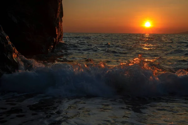 Scenic Sunset Beach Santa Teresa Maratea Basilicata Italy — Stock Photo, Image