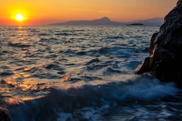 Scenic Sunset Beach Santa Teresa Maratea Basilicata Italy — Stock Photo, Image