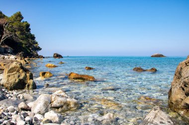 Maratea sahil ve plaj Manzara manzara, Basilicata bölge, Ital