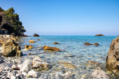 Scenic landscape of Maratea coast and beach, Basilicata region, Ital clipart