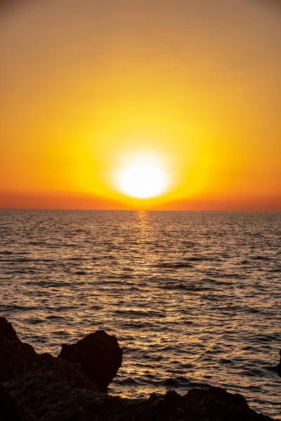 Pôr Sol Tirar Fôlego Costa Diamante Região Calábria Itália — Fotografia de Stock
