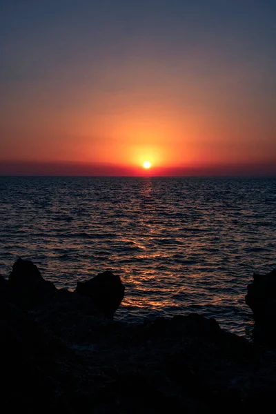 Pôr Sol Tirar Fôlego Costa Diamante Região Calábria Itália — Fotografia de Stock