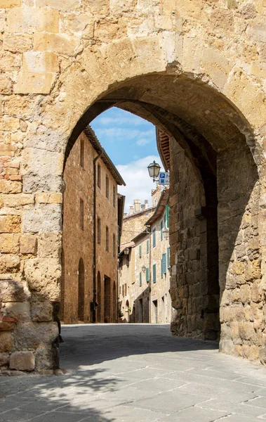 San Quirico Orcia Óvárosának Utcája Siena Tartomány Olaszország — Stock Fotó