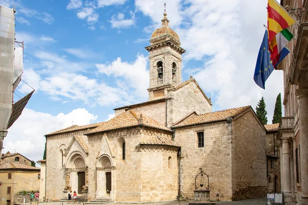 Středověké Collegiata San Quirico Orcia Provincie Siena Toskánsko Itálie — Stock fotografie