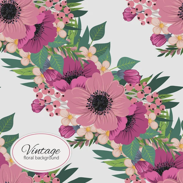 Bouquet Floral Motif Vectoriel Avec Des Fleurs Des Feuilles — Image vectorielle