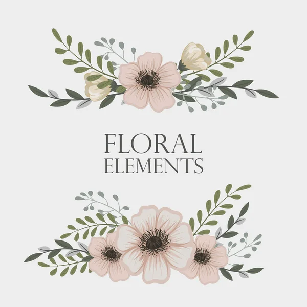 Conjunto Composição Floral Com Flor Colorida — Vetor de Stock