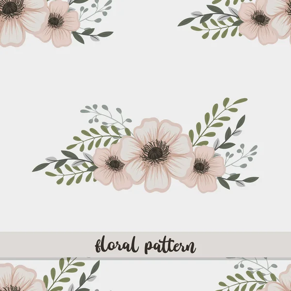 Ramo Floral Patrón Vector Con Flores Hojas — Vector de stock