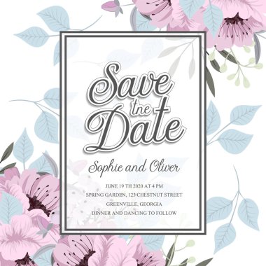 Çiçek tebrik kartı şablonu. Vektör çerçeve.