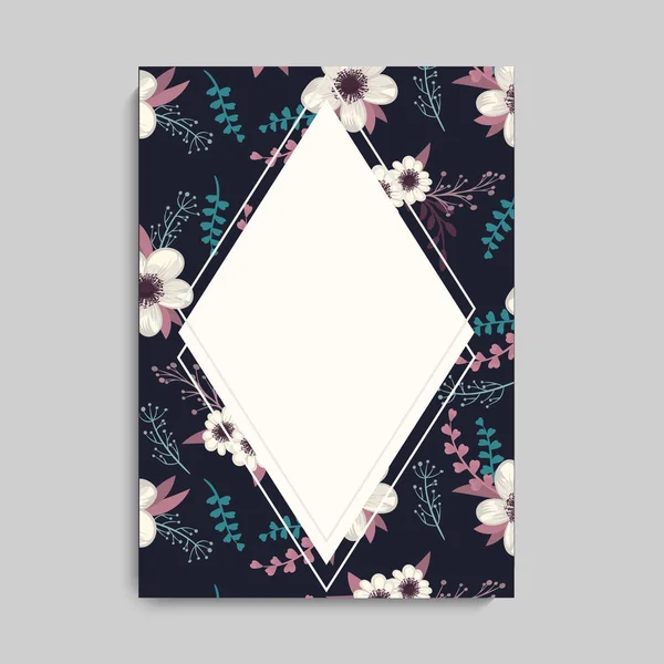 花のグリーティング カード テンプレート ベクトルのフレーム — ストックベクタ