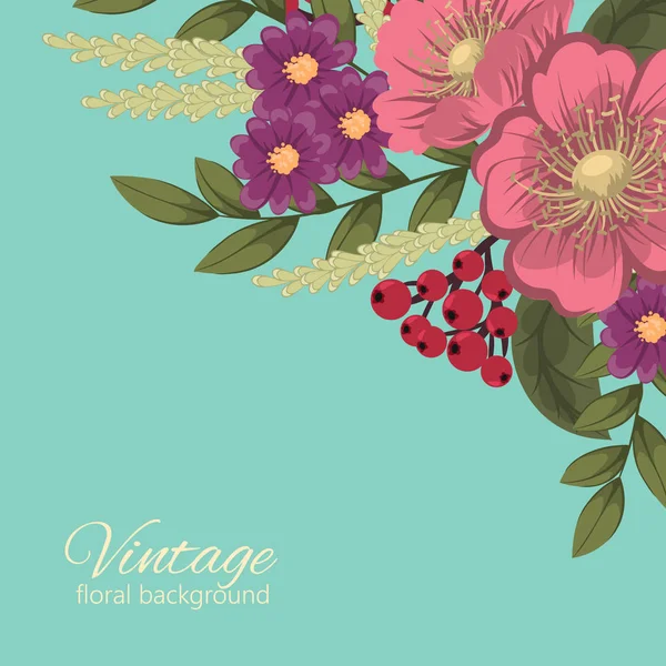 Tarjeta Felicitación Con Flores Acuarela Marco Vectorial — Vector de stock