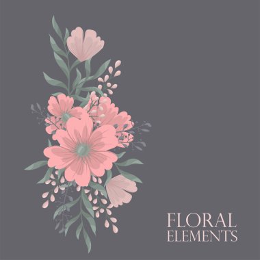 Çiçekler, suluboya ile tebrik kartı. Vektör çerçeve