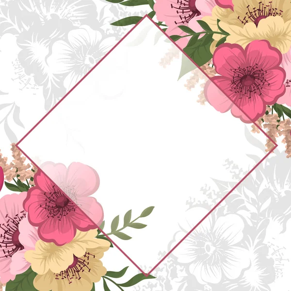 Cartão Saudação Com Flores Aquarela Quadro Vetorial —  Vetores de Stock
