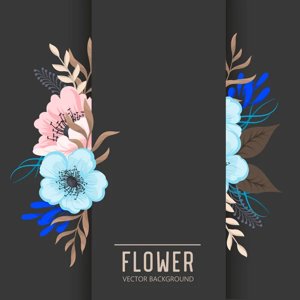 Cartão Saudação Com Flores Aquarela Quadro Vetorial — Vetor de Stock