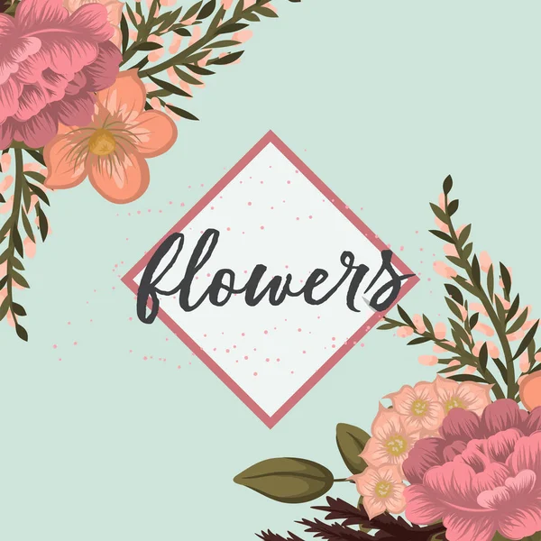 Greeting Card Flowers Watercolor Vector Frame — Stock Vector
