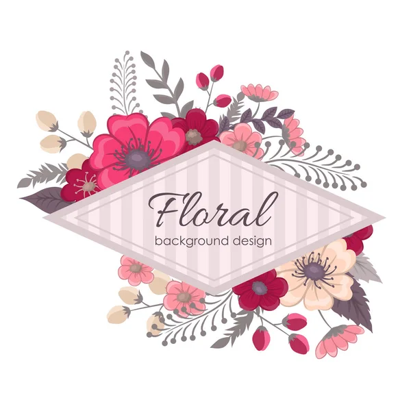 Cartão Saudação Com Flores Aquarela Quadro Vetorial —  Vetores de Stock