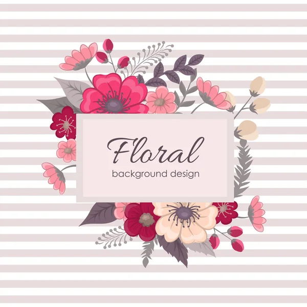 Grußkarte Mit Blumen Aquarell Vektorrahmen — Stockvektor