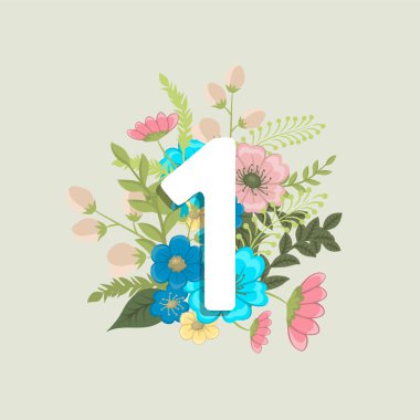 Çiçek 1 (çiçek, çimen, yaprakları). Çiçek mektup.