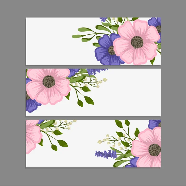 Set Cornice Floreale Con Fiore Colorato — Vettoriale Stock