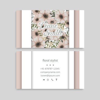 ön ve arka kartvizit çiçekli ayarla