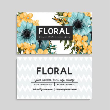 ön ve arka kartvizit çiçekli ayarla