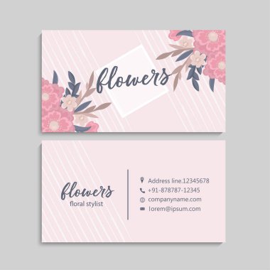 ön ve arka kartvizit çiçekli ayarla