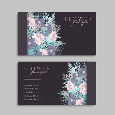 ön ve arka kartvizit çiçekli ayarla