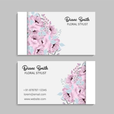 ön ve arka kartvizit çiçekli ayarla