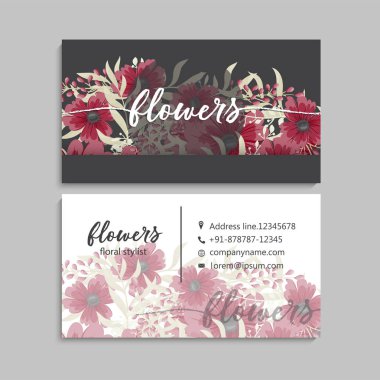 ön ve arka kartvizit çiçekli ayarla