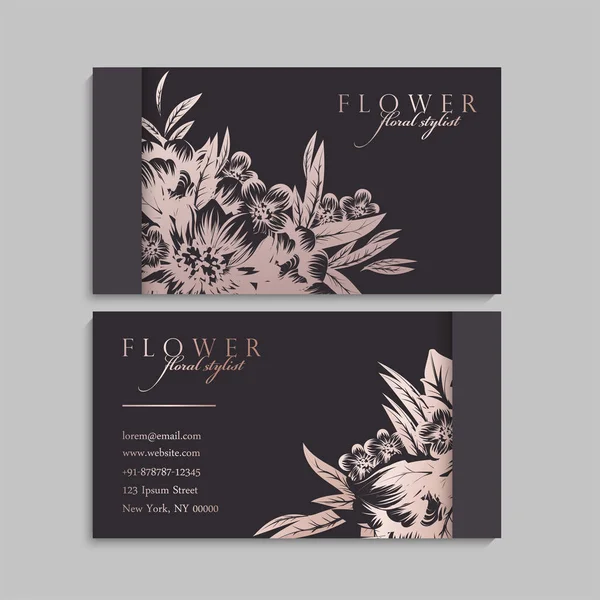 Visitenkarte Mit Schönen Blumen Vorlage — Stockvektor