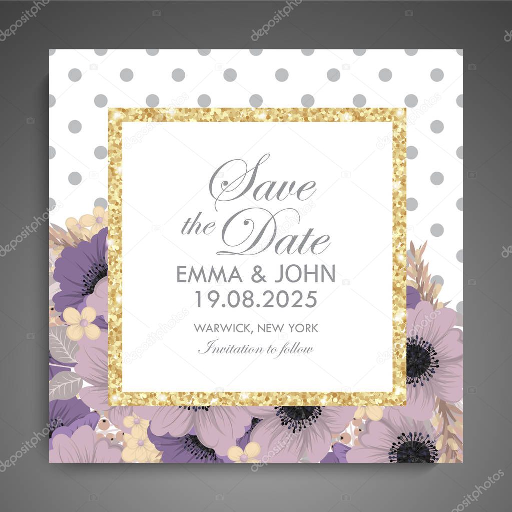 Botanical greeting invitation card template design