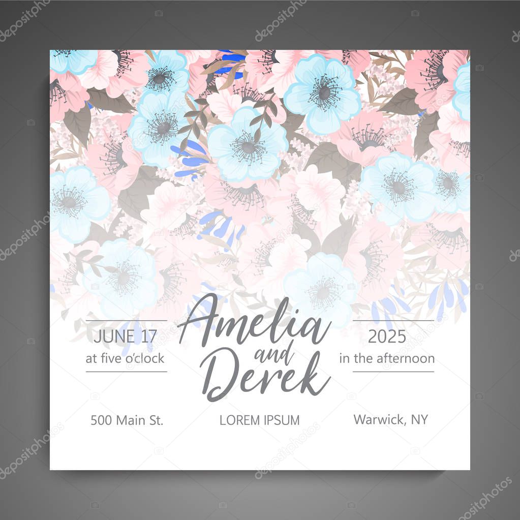 Botanical greeting invitation card template design