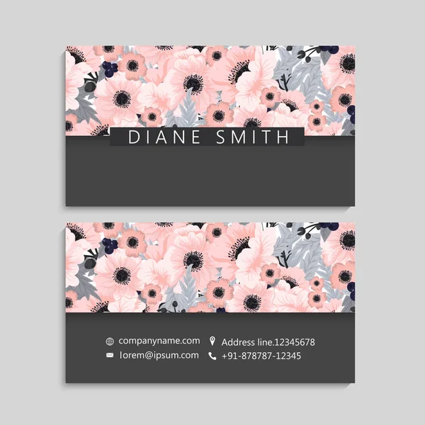 Floral Style Business Card Template Vector — Stock Vector