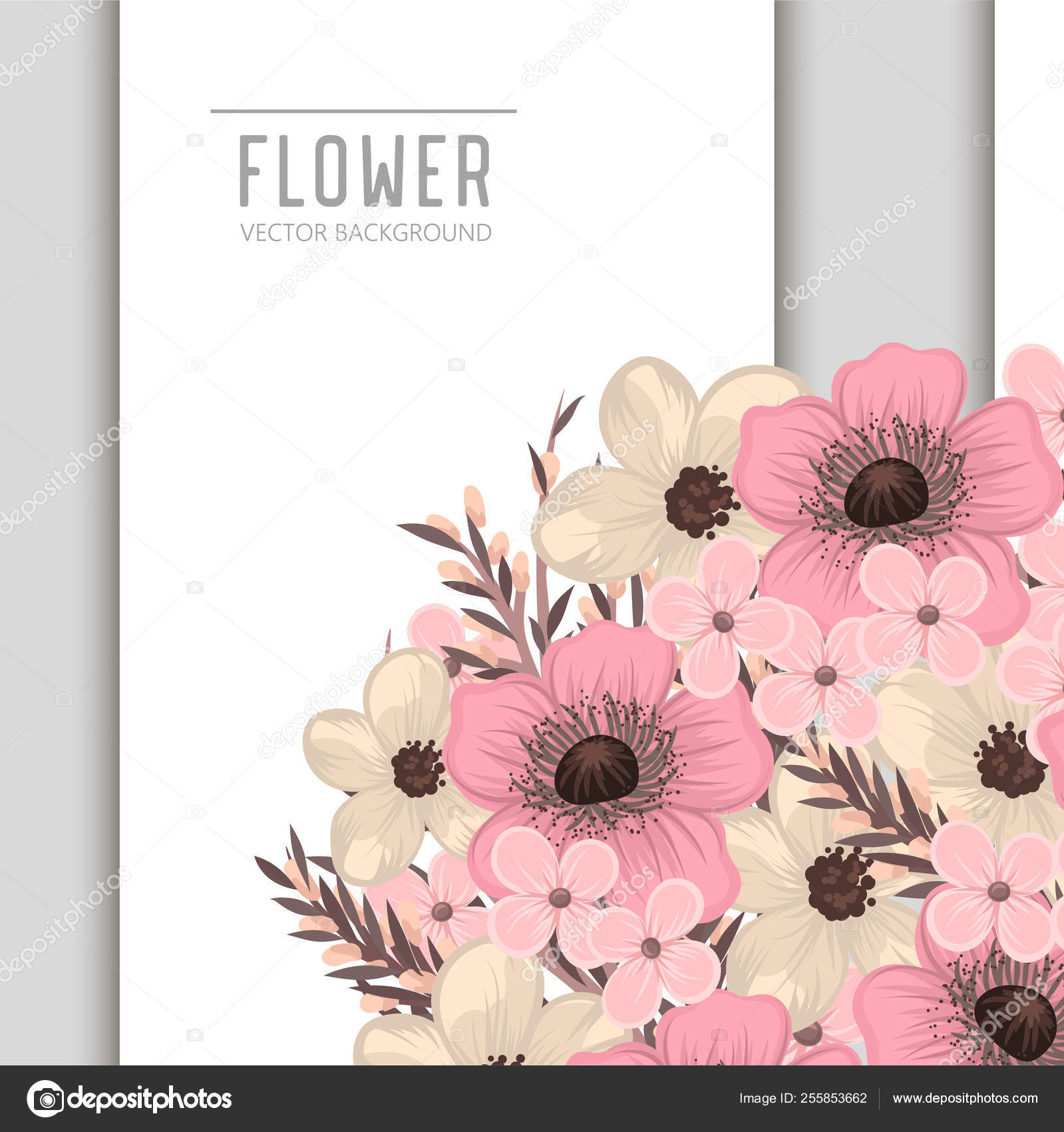 Flowers Greeting Card Template Vector Frame Stock Vector by ©Doodle_flower 255853662
