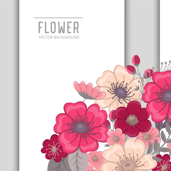 Flowers Greeting Card Template Vector Frame — Stock Vector